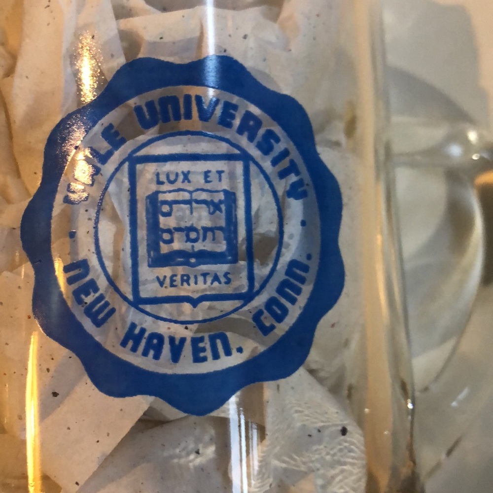 Set of Three (3) Vintage Yale University Saks Fifth Avenue Glass Mugs